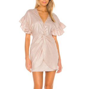 Saylor Ruffle Sleeve Mini Brookey Dress In Blush